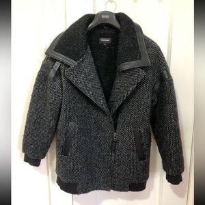 Mackage Regan Wool Bomber Leather Trim Jacket Size M